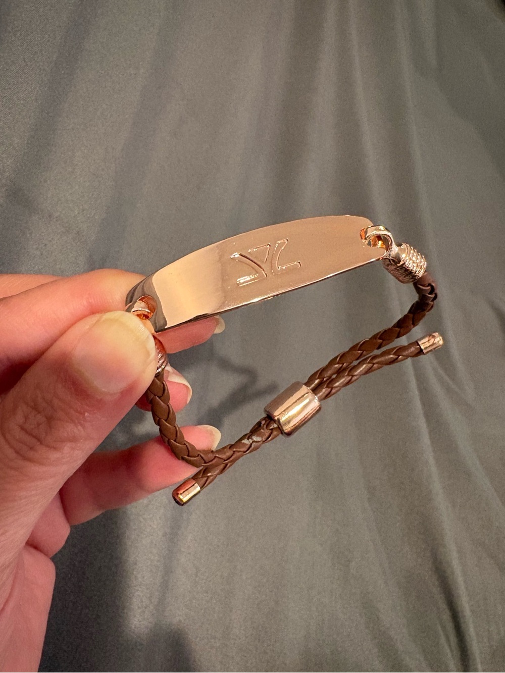 Authentic Adjustable LeVian Brown Braided Leather Bracelet with Logo